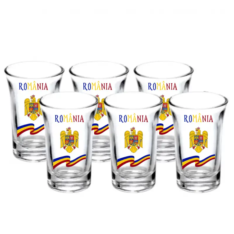 Romania stema si steag, pahar shout, model 54bv